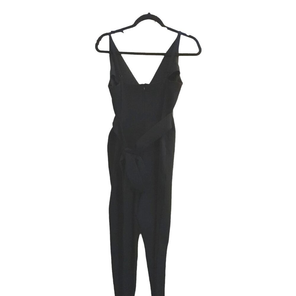 Asos Design Wrap-Front V-Neck Sleeveless Jumpsuit Black Size 8